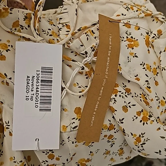 NWT, Reformation, Yellow and Ivory, Floral blouse, size 10 - Picture 3 of 3